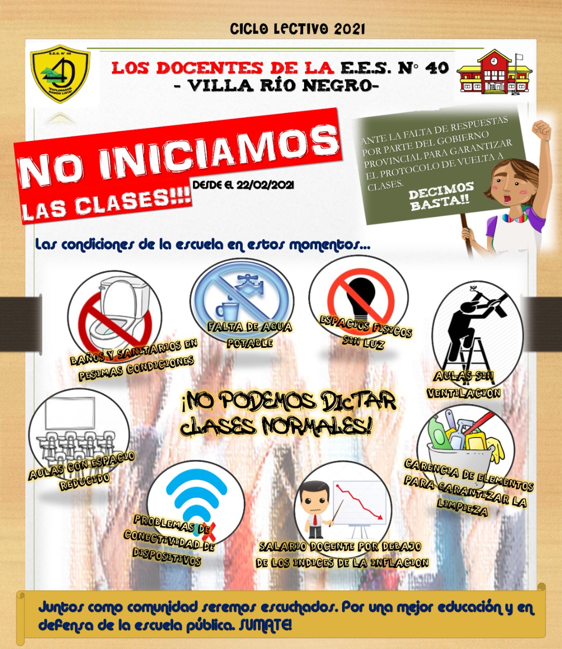 Docentes advierten serios problemas en la EES Nº 40 para la vuelta a clases